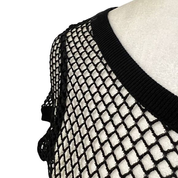 MOSCHINO BOUTIQUE NWT Women's Black Open-Knit Short-Sleeve Top Size 6 - Picture 11 of 11